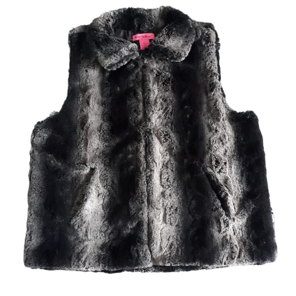 Betsey Johnson Faux Fur Vest Womens Medium